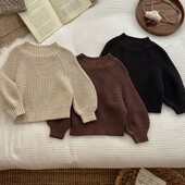 Dječji džemperi u korejskom stilu Pleteni pulover Jesen 2024. Nove polu dolčevite Pulover za dječake 1-3 godine Jednostavne majice za djevojčice