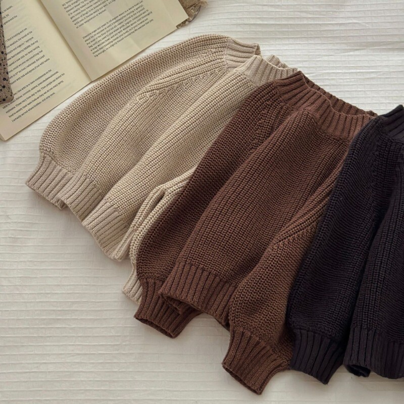 Dječji džemperi u korejskom stilu Pleteni pulover Jesen 2024. Nove polu dolčevite Pulover za dječake 1-3 godine Jednostavne majice za djevojčice