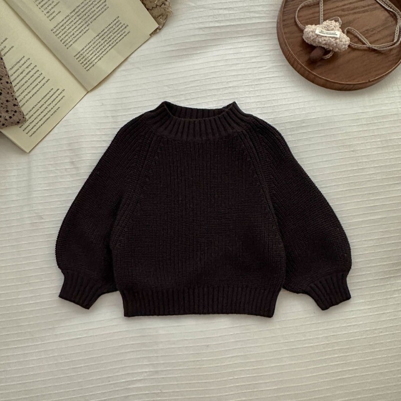 Dječji džemperi u korejskom stilu Pleteni pulover Jesen 2024. Nove polu dolčevite Pulover za dječake 1-3 godine Jednostavne majice za djevojčice