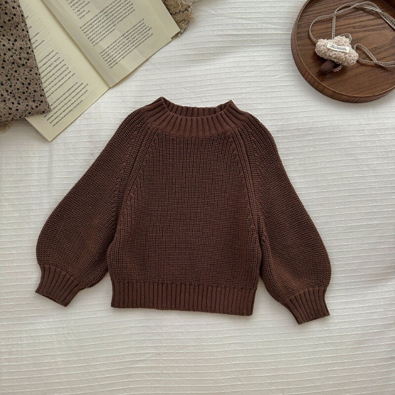 Dječji džemperi u korejskom stilu Pleteni pulover Jesen 2024. Nove polu dolčevite Pulover za dječake 1-3 godine Jednostavne majice za djevojčice