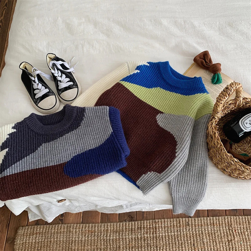 Dječja odjeća Ležerni pulover s okruglim izrezom 2023. Jesen Zima Novi dječaci Djevojčice Pleteni top modni pulover džemper