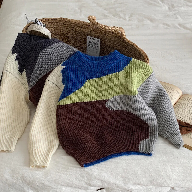 Dječja odjeća Ležerni pulover s okruglim izrezom 2023. Jesen Zima Novi dječaci Djevojčice Pleteni top modni pulover džemper