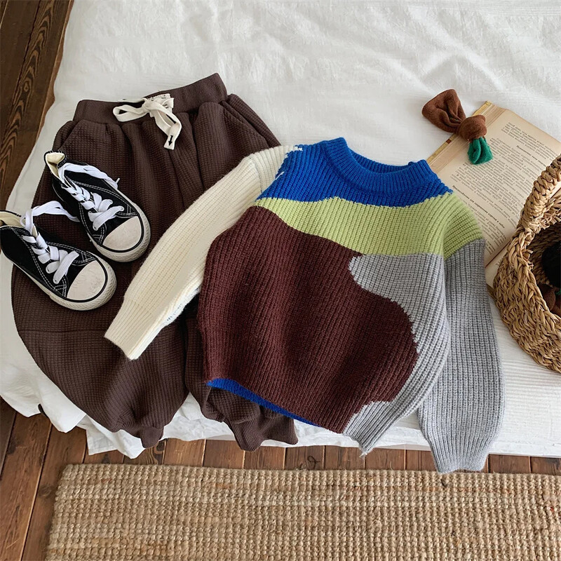 Dječja odjeća Ležerni pulover s okruglim izrezom 2023. Jesen Zima Novi dječaci Djevojčice Pleteni top modni pulover džemper