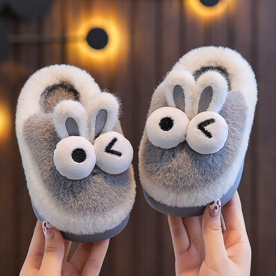 Naujas žiemos šiltas mielas animacinis filmas Didelės akys patalpose Mule Minkštas neslystantis Vaikams Pūkuotos šlepetės Mergaitėms Berniukams Vaikams Namuose Medvilniniai batai