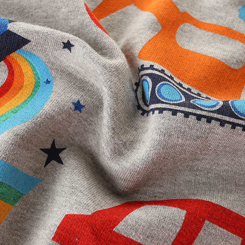 Vientisas rudens berniukų gobtuvas ilgomis rankovėmis, megztas medvilninis laisvalaikio animacinių filmų inžinerinis megztinis su 2–7 m.