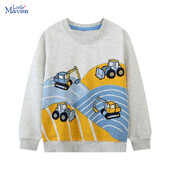 Hanorace Little Maven Haine pentru copii Bebeluși Băieți Îmbrăcăminte pentru copii 2024 Toamna Primăvară Noi desene animate Excavatoare Sugari Hanorace