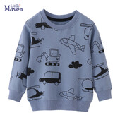 Little maven Tops Παιδικά Ρούχα Παιδικά Ρούχα Φθινόπωρο Νέο Μωρό Αγόρια 2024 Άνοιξη κινουμένων σχεδίων Οχήματα Βρεφικά Φούτερ Φούτερ
