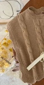 Γιλέκο πλεξίματος Παιδικά ρούχα Φθινόπωρο Χειμώνας Νέα Κορεάτικη Έκδοση Κοριτσίστικη Καμισόλα ριγέ απλή, χαλαρή βαμβακερή μόδα