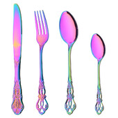 4 bucăți tacâmuri din oțel inoxidabil cu oglindă Tacâmuri Vintage Cuțite Furculiță Desert Linguriță Set de veselă pentru petrecere Bucătărie Argintărie Veselă