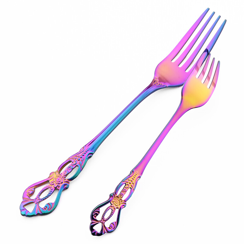 4 bucăți tacâmuri din oțel inoxidabil cu oglindă Tacâmuri Vintage Cuțite Furculiță Desert Linguriță Set de veselă pentru petrecere Bucătărie Argintărie Veselă