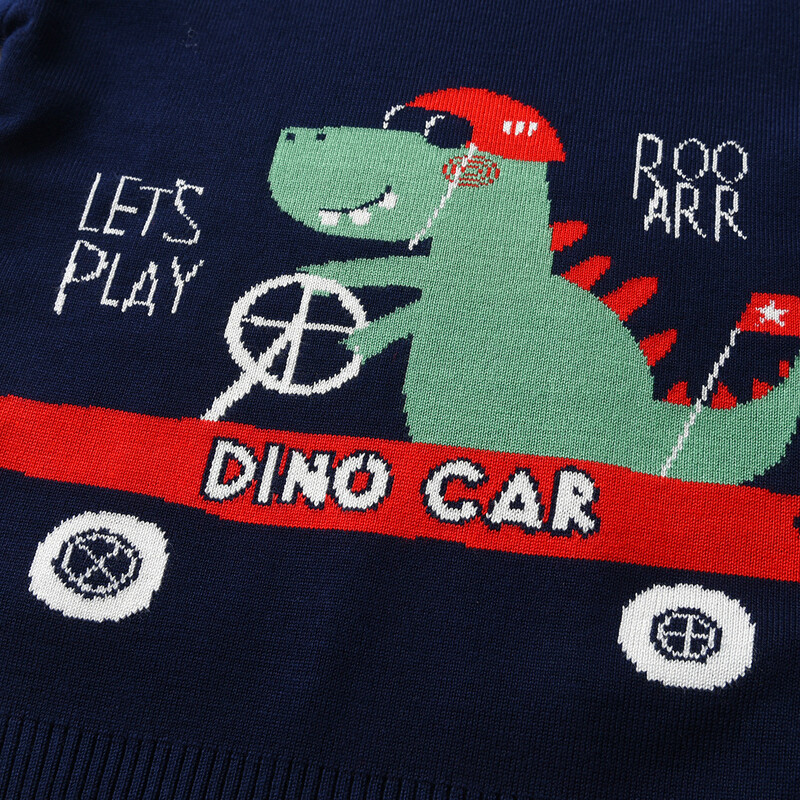 Naujas rudens žiemos megztinis berniukų trikotažas Dinozaurų dvisluoksnis terminis megztinis pagrindo sluoksnis
