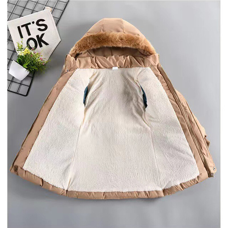 Jachetă de iarnă pentru fete, groase, păstrează căldura, pălărie detașabilă, guler de pluș, haină căptușită cu glugă, pentru copii, copii, cadou de aniversare