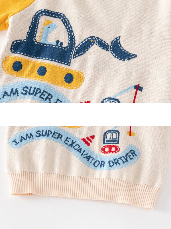 Χειμωνιάτικο πουλόβερ για αγόρι Χαριτωμένο μωρό πλεκτό κορυφαίο εκσκαφέα Παιδικό αγόρι μακρυμάνικο φούτερ Casual παιδικά πουλόβερ ρούχα