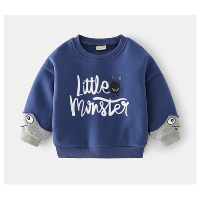 Με λαιμόκοψη O-neck Inner Fleece Toddler Casual φούτερ Μπλούζες πουκάμισο Patchwork Cartoon Παιδικά αγόρια πουλόβερ με κουκούλα 2-7 ετών