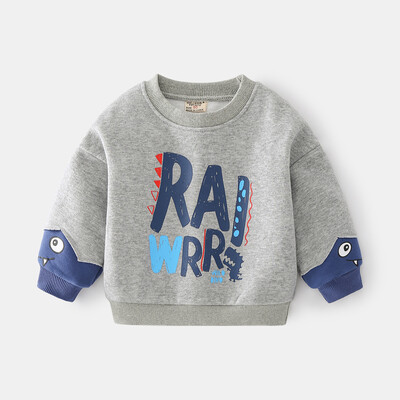 Με λαιμόκοψη O-neck Inner Fleece Toddler Casual φούτερ Μπλούζες πουκάμισο Patchwork Cartoon Παιδικά αγόρια πουλόβερ με κουκούλα 2-7 ετών