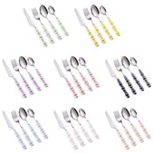 4 nerūdijančio plieno stalo įrankių rinkinys Stalo reikmenų rinkinys su keraminėmis rankenomis Stalo reikmenys