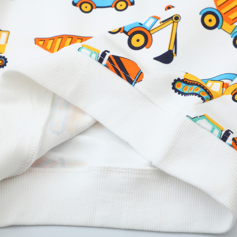 „Little Maven“ vaikiški drabužiai, 2024 m. Nauji pavasario rudens viršutiniai drabužiai vaikiški drabužiai, kūdikių berniukų gobtuvai, animaciniai filmukai ekskavatoriai, megztiniai, medvilniniai