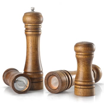 Χειροκίνητος μύλος αλατιού πιπεριού Rubber Wood Pepper Mill Spice Αλατοτριβής 5/8/10 ιντσών