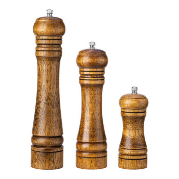 Χειροκίνητος μύλος αλατιού πιπεριού Rubber Wood Pepper Mill Spice Αλατοτριβής 5/8/10 ιντσών