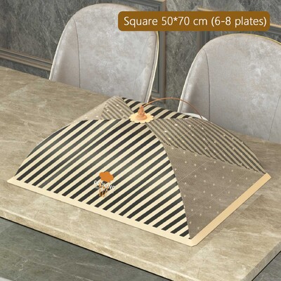 Toidukate Kokkupandav nõude kate Toidu säilituskaas Kärbseid takistav triip Õõnes nikerdatud disain riba terasest toiduainete säilituskaas