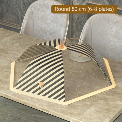 Toidukate Kokkupandav nõude kate Toidu säilituskaas Kärbseid takistav triip Õõnes nikerdatud disain riba terasest toiduainete säilituskaas