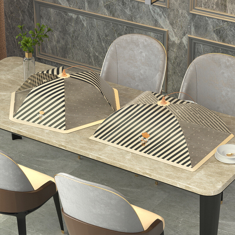 Toidukate Kokkupandav nõude kate Toidu säilituskaas Kärbseid takistav triip Õõnes nikerdatud disain riba terasest toiduainete säilituskaas