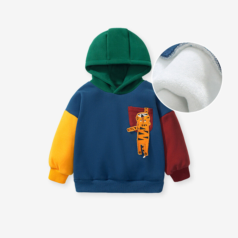 Jumping Meters 2-7T Rudens Ziemas Zēnu Meiteņu Džemperi ar Kapuci Ar Tīģera aplikāciju Garām Piedurknēm Bērnu Apģērba Krekls