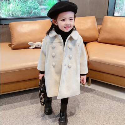 Βαμβακερό παλτό Winter's Long Fashion Plus 2024 Baby girl Κορεάτικο παλτό με διπλό στήθος Παιδικό ζεστό μπουφάν