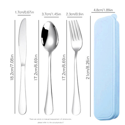 Galda piederumu komplekts ar futrāli Nerūsējošā tērauda galda piederumu dakšu karote bērniem, pikniks kempings ceļojumu pārnēsājams galda piederumu komplekts ar kastīti