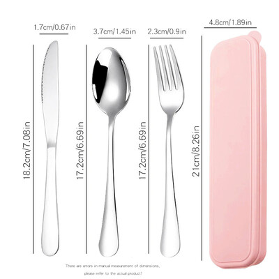 Galda piederumu komplekts ar futrāli Nerūsējošā tērauda galda piederumu dakšu karote bērniem, pikniks kempings ceļojumu pārnēsājams galda piederumu komplekts ar kastīti