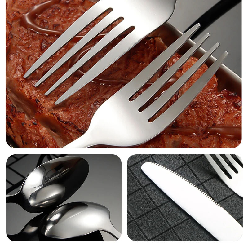 Galda piederumu komplekts ar futrāli Nerūsējošā tērauda galda piederumu dakšu karote bērniem, pikniks kempings ceļojumu pārnēsājams galda piederumu komplekts ar kastīti