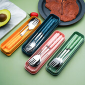 3 τμχ Φορητό σετ σερβίτσιο Πιρούνι κουταλιού Σετ μαχαιροπήρουνων ταξιδιού με σετ κουτιού από ανοξείδωτο ατσάλι Σετ ταξιδιωτικών σερβίτσιων