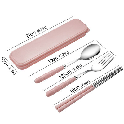 3 τμχ Φορητό σετ σερβίτσιο Πιρούνι κουταλιού Σετ μαχαιροπήρουνων ταξιδιού με σετ κουτιού από ανοξείδωτο ατσάλι Σετ ταξιδιωτικών σερβίτσιων
