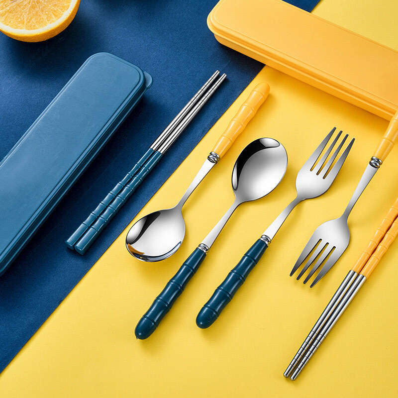 3 τμχ Φορητό σετ σερβίτσιο Πιρούνι κουταλιού Σετ μαχαιροπήρουνων ταξιδιού με σετ κουτιού από ανοξείδωτο ατσάλι Σετ ταξιδιωτικών σερβίτσιων