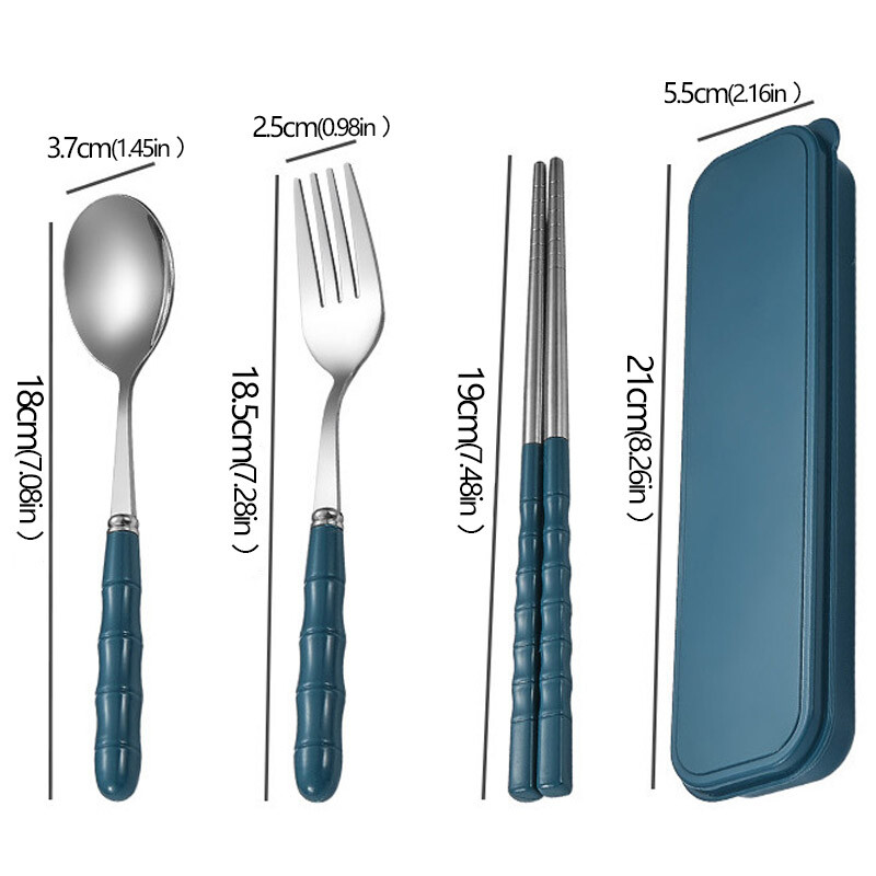 3 τμχ Φορητό σετ σερβίτσιο Πιρούνι κουταλιού Σετ μαχαιροπήρουνων ταξιδιού με σετ κουτιού από ανοξείδωτο ατσάλι Σετ ταξιδιωτικών σερβίτσιων