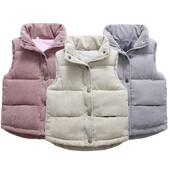 Φθινοπωρινό Χειμώνα Παιδικό Γιλέκο Μόδα Μονόχρωμο Μπουφάν για Κορίτσια Αγόρια Κοτλέ Γιλέκο Παλτό 2-10 ετών Παιδικά Πανωφόρια Ρούχα