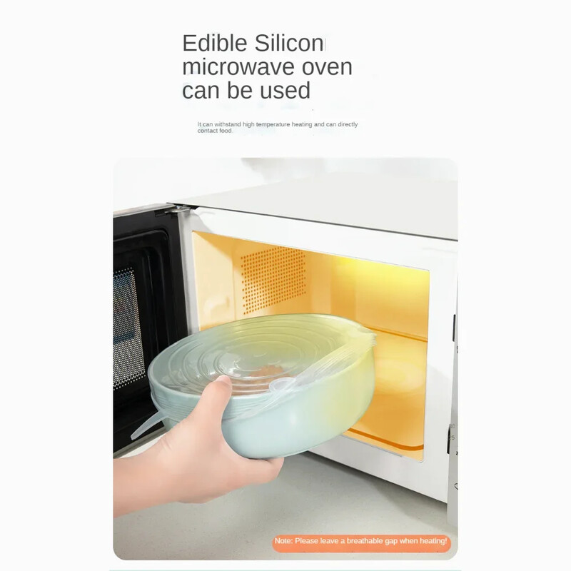 6 vnt Stiklainių dangteliai Silikoniniai dangteliai Maisto dangteliai Šviežiai išlaikantys dangteliai Mikrobangų krosnelės dangteliai Tamprus silikoninis dangtelis Virtuvės reikmenims