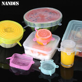 6 vnt. elastiniai silikoniniai dangteliai, tamprūs dangteliai, sandarūs maisto įvyniojimai, išlaikantys šviežią sandarumą.