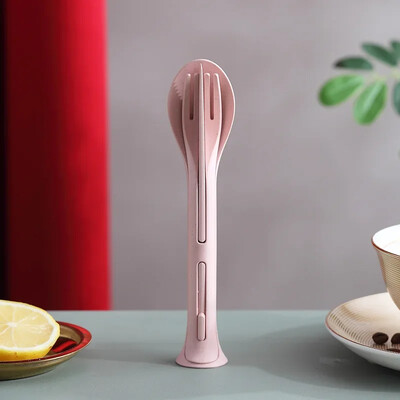 Φορητά επαναχρησιμοποιήσιμα κουτάλια πιρούνι για πικνίκ ταξιδιού Σετ μαχαιροπήρουνα από άχυρο σιταρένιο σετ με κουτί μεταφοράς για φοιτητικό γραφείο