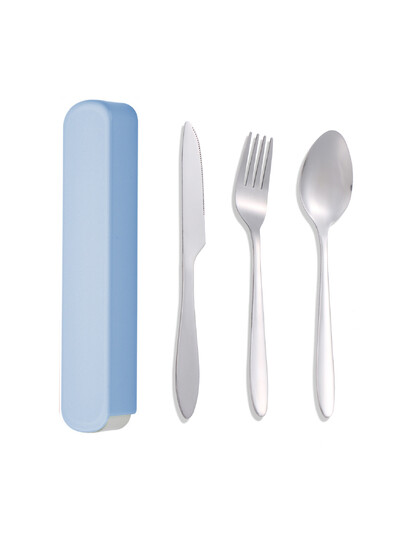 3 részes hordozható étkészlet Doboz rozsdamentes acél Kés, villa és kanál étkészlet Utazási gyerek étkészlet Iskolai étterem