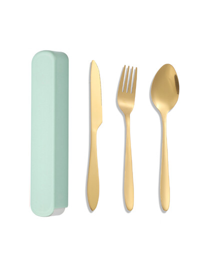 3 részes hordozható étkészlet Doboz rozsdamentes acél Kés, villa és kanál étkészlet Utazási gyerek étkészlet Iskolai étterem