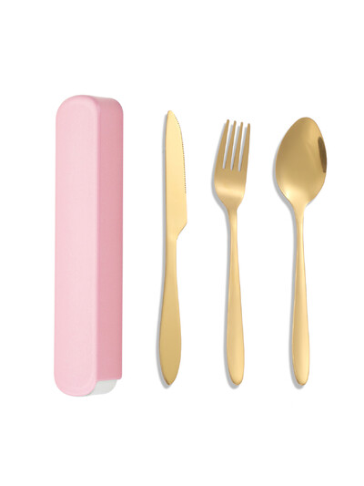 3 részes hordozható étkészlet Doboz rozsdamentes acél Kés, villa és kanál étkészlet Utazási gyerek étkészlet Iskolai étterem