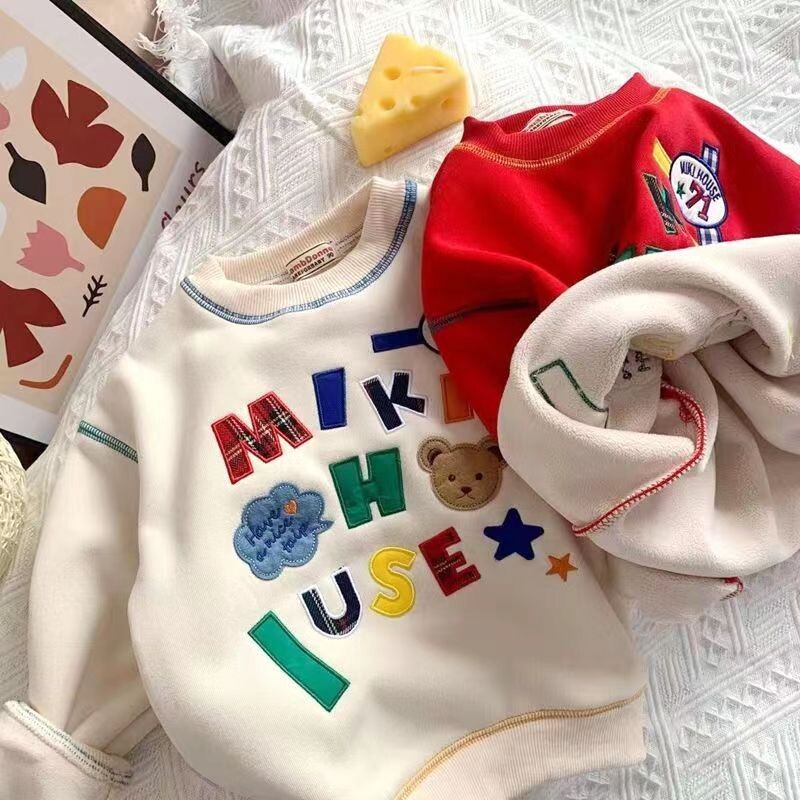 Gyerek fiúk és lányok vékony pulóver őszi és télen új címke hímzés japán gyerek baba bő gyerek felső