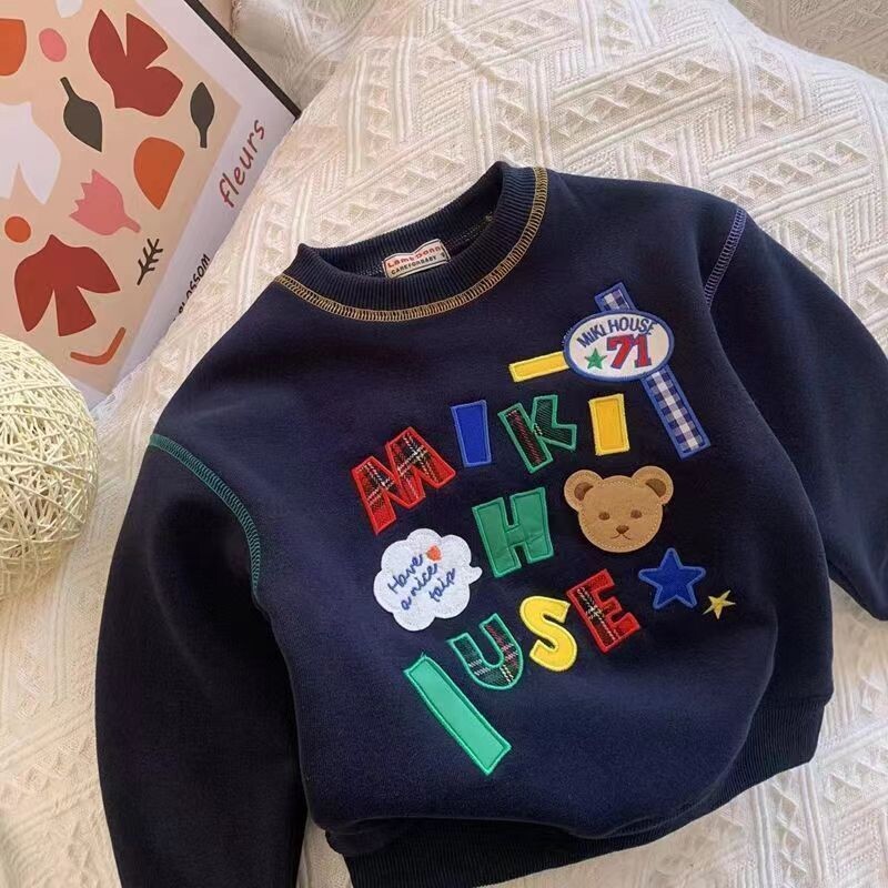 Gyerek fiúk és lányok vékony pulóver őszi és télen új címke hímzés japán gyerek baba bő gyerek felső
