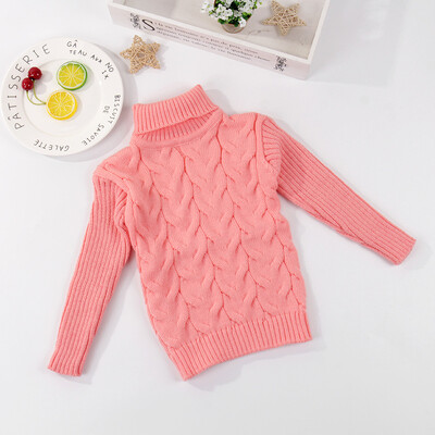 παιδικό πουλόβερ Φθινόπωρο Χειμώνας αγόρι κορίτσι Πλεκτό πουκάμισο με ζιβάγκο έφηβος μασίφ πουλόβερ με ψηλό γιακά 1-16Y