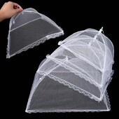 1 tk valge hüpikaknast võrgust toidukate kokkupandav kärbsevastane sääsetelk kuppelvõrk vihmavari pikniku kaitse nõude kate