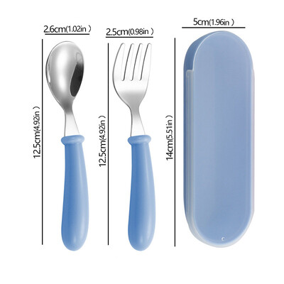 3db Kanál Villák Doboz Rozsdamentes Acél étkészlet Evőeszköz Etetés Babaetetés étkészlet Gyermek edény