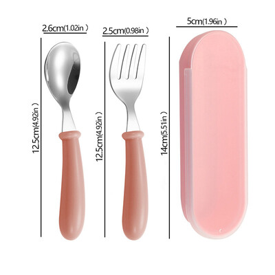 3db Kanál Villák Doboz Rozsdamentes Acél étkészlet Evőeszköz Etetés Babaetetés étkészlet Gyermek edény