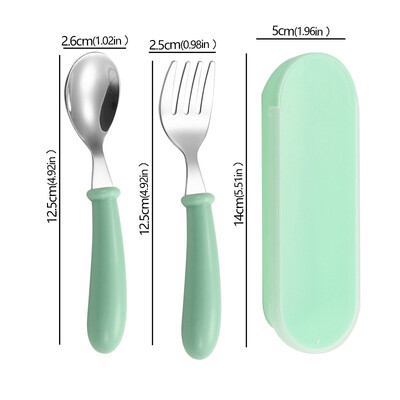3db Kanál Villák Doboz Rozsdamentes Acél étkészlet Evőeszköz Etetés Babaetetés étkészlet Gyermek edény