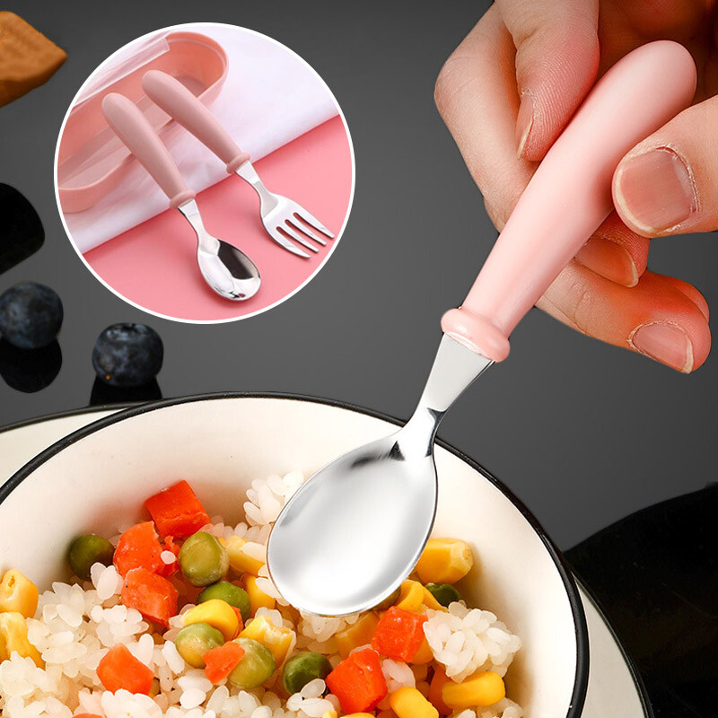 3db Kanál Villák Doboz Rozsdamentes Acél étkészlet Evőeszköz Etetés Babaetetés étkészlet Gyermek edény